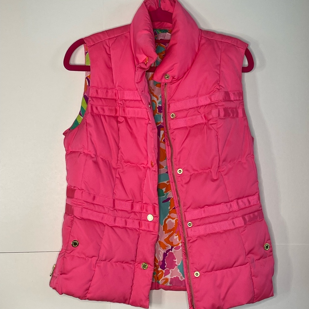 Lilly Pulitzer puffy vest size XS pink excellent no flaw